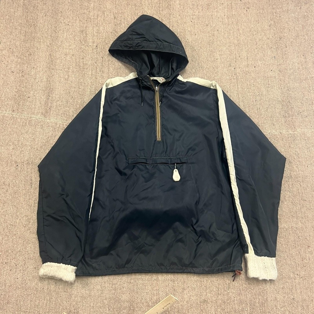 Vintage Sears Windbreaker Mens Large Black 1960s 1/4 Zip USA
